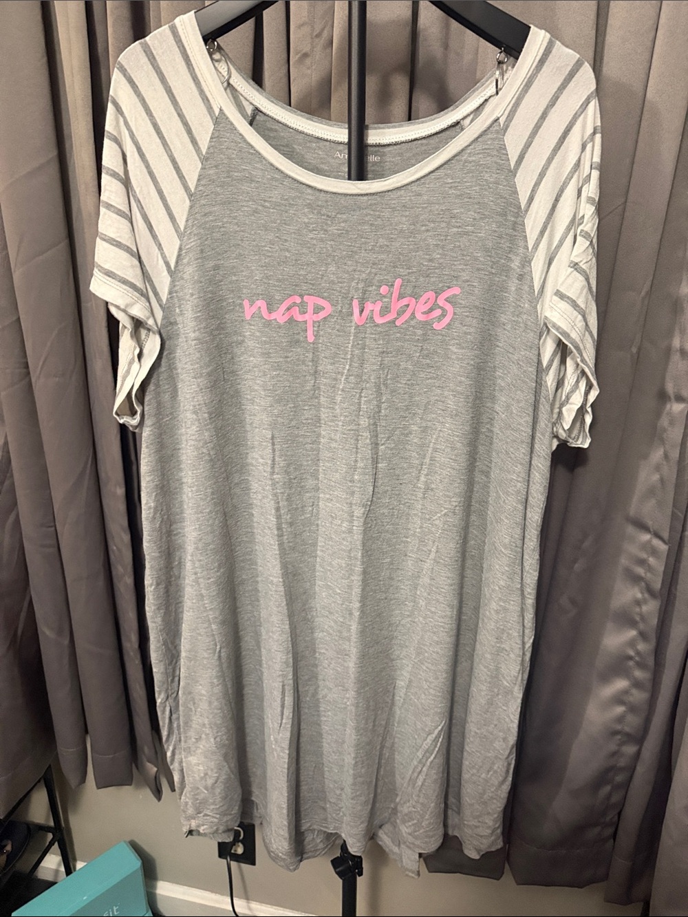 🎉 5 for $10 Ambrielle Grey Tee with Pink 'nap vibes' Script